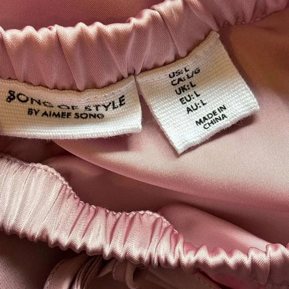 Song of Style by Aimee Song Pink Satin Maxi Skirt - size Large